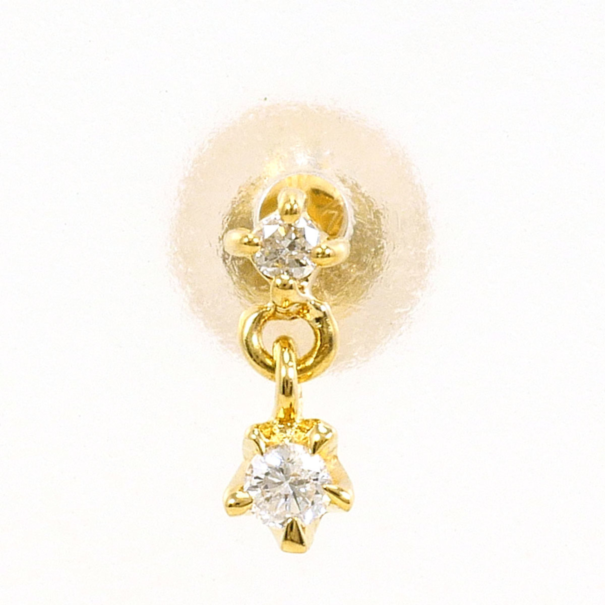 18k (18-Karat) Yellow Gold Earring (Single Earring) With 0.07ct Diamond, Tota...